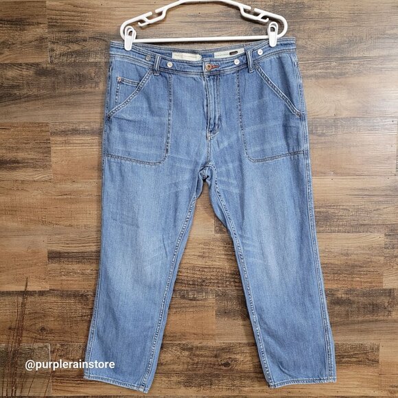 Pilcro Anthropologie Jeans 36 P Slim Boyfriend High Rise Medium Light Wash - Picture 1 of 12